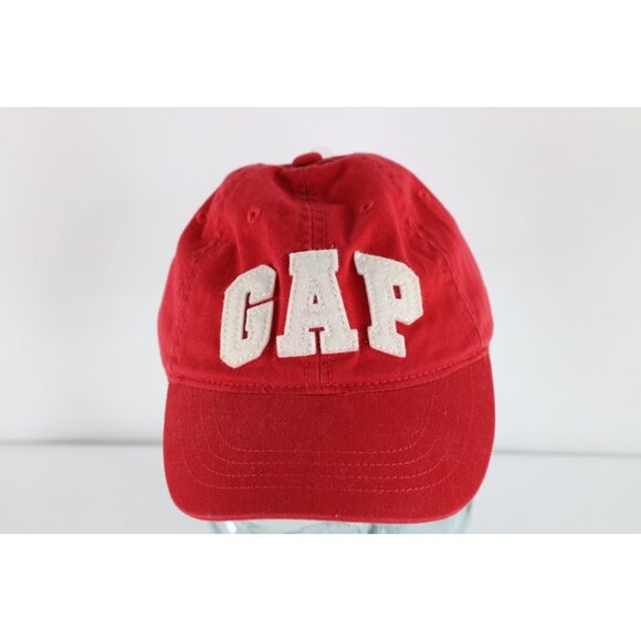 Deadstock Vtg Y2K Gap Spell Out Block Letter Baseball Hat Cap Red Cotton Youth - Picture 1 of 6